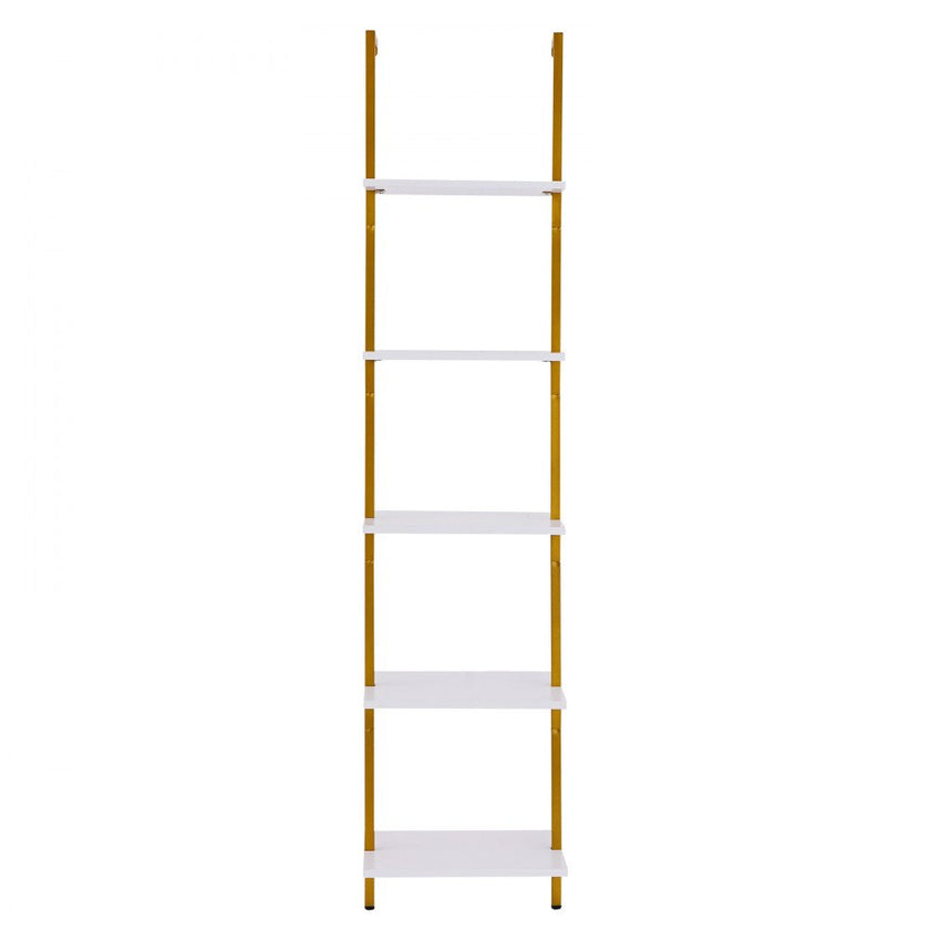 VEVOR Industrial Square Pipe Shelf 5 Tier 15.6x11.8in Wall-Mount Gold White