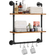 VEVOR Industrial Pipe Shelf 2 Tier 24x7.87in Wall-Mount for Kitchen Bedroom