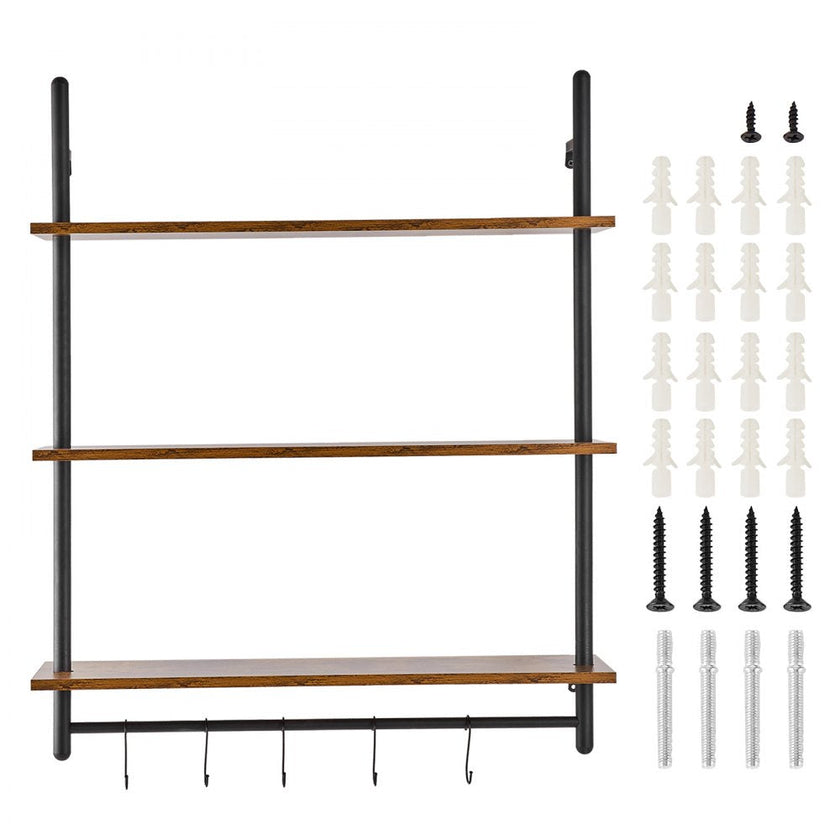 VEVOR Industrial Pipe Shelf 3 Tier 32x9.84in Wall-Mount for Kitchen Bedroom