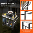 VEVOR Outdoor Grill Dining Cart with Double-Shelf, BBQ Movable Food Prep Table, Multifunctional Stainless Steel Table Top, Portable Modular Carts for Pizza Oven, Worktable with 2 Wheels, Carry Handle
