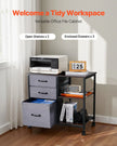 VEVOR Mobile Metal File Cabinet with 3 Fabric Drawers and 2 Open Shelves Brown