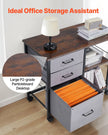 VEVOR Mobile Metal File Cabinet with 3 Fabric Drawers and 2 Open Shelves Brown