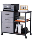 VEVOR Mobile Metal File Cabinet with 3 Fabric Drawers and 2 Open Shelves Brown