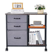 VEVOR Mobile Metal File Cabinet with 3 Fabric Drawers and 2 Open Shelves Brown