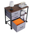 VEVOR Mobile Metal File Cabinet with 3 Fabric Drawers and 2 Open Shelves Brown