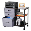 VEVOR Mobile Metal File Cabinet with 3 Fabric Drawers and 2 Open Shelves Brown
