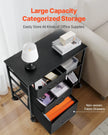 VEVOR Mobile Metal File Cabinet with 3 Fabric Drawers and 2 Open Shelves Black