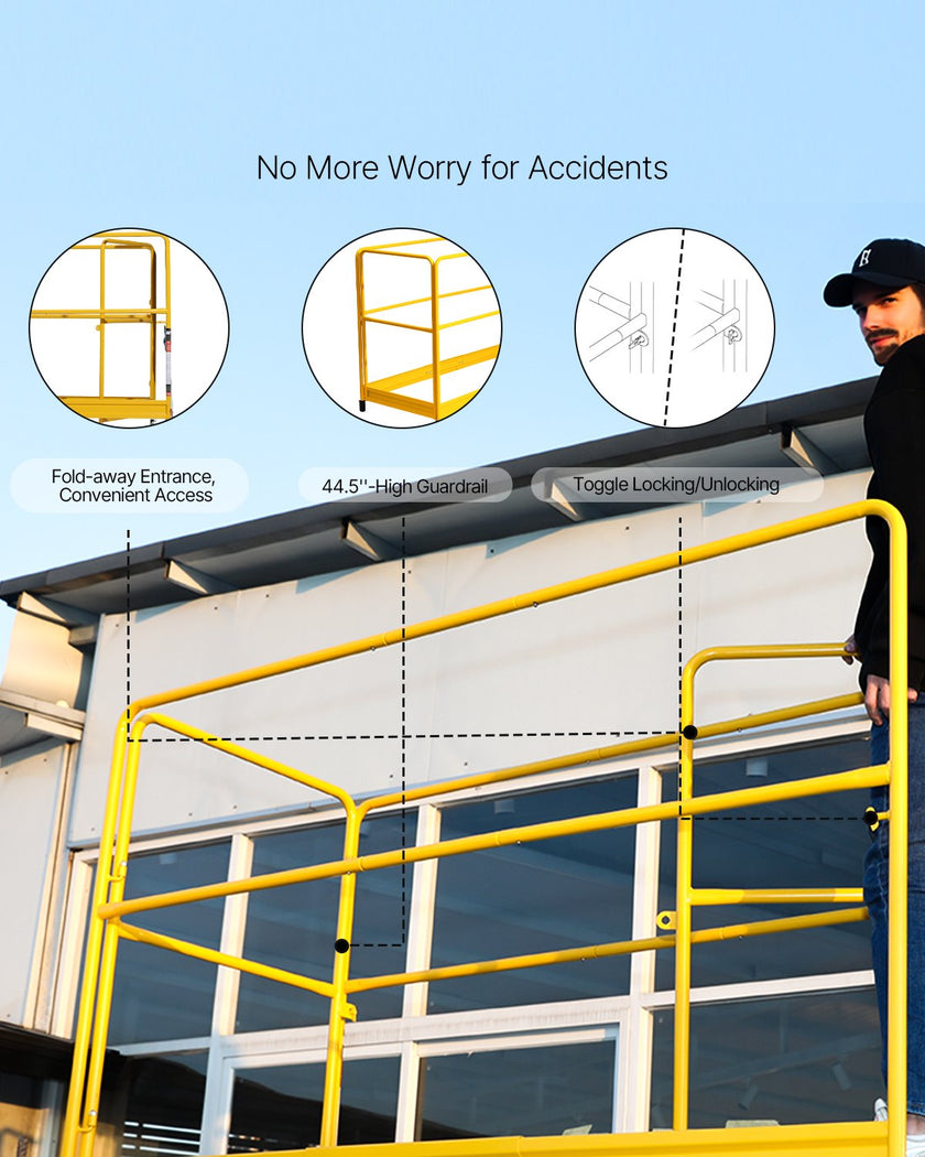 VEVOR 6ft Scaffolding Safety Guard Rail System For Baker Scaffolding Yellow