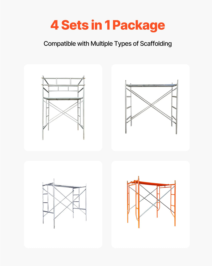 VEVOR Scaffolding Cross Brace 6ft x 4ft 4-Pack Solid Carbon Steel Cross Supports
