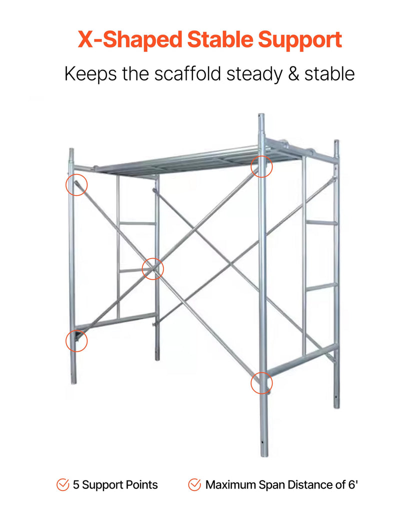 VEVOR Scaffolding Cross Brace 6ft x 4ft 4-Pack Solid Carbon Steel Cross Supports