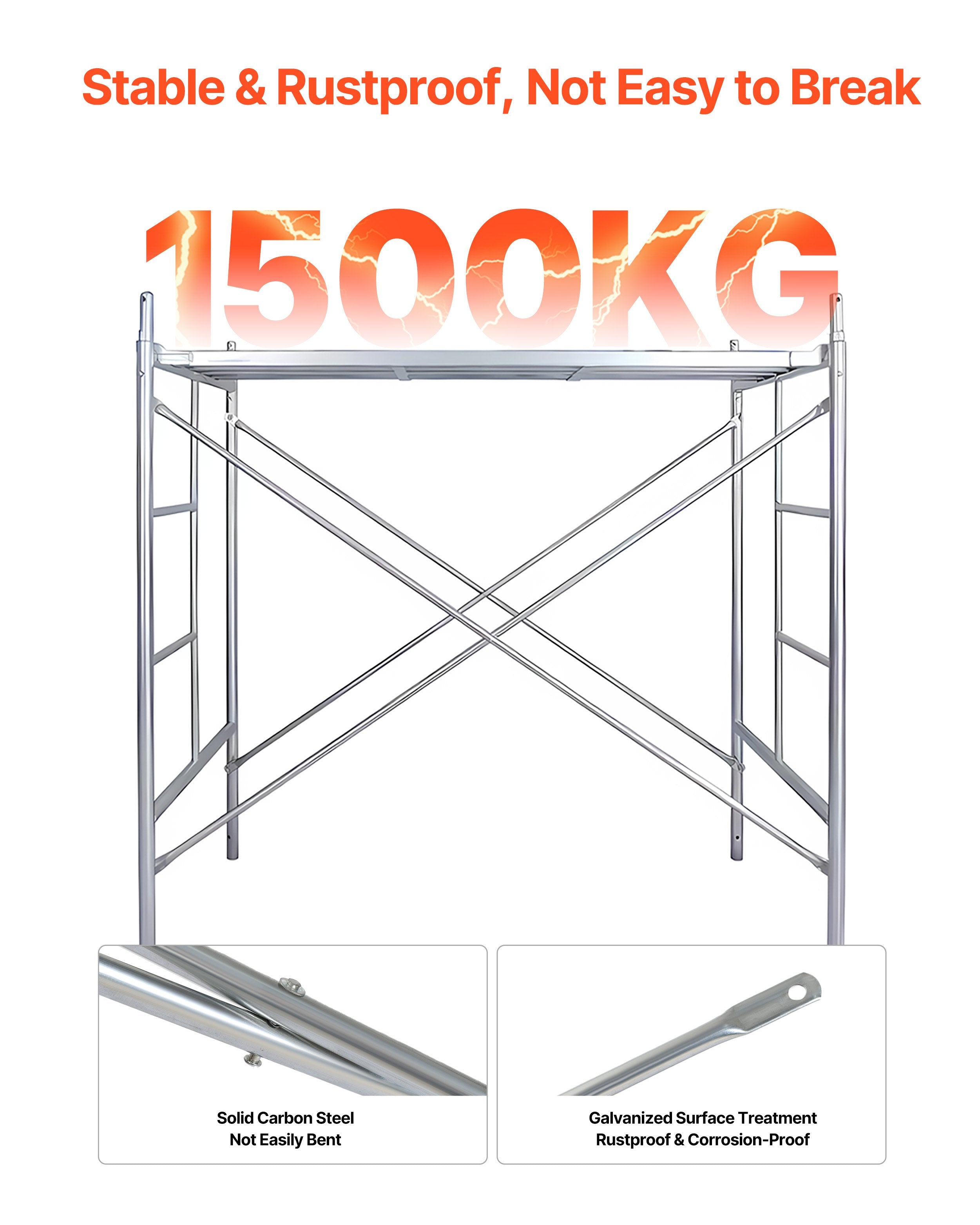 VEVOR Scaffolding Cross Brace 6ft x 4ft 8-Pack Solid Carbon Steel Cross Supports
