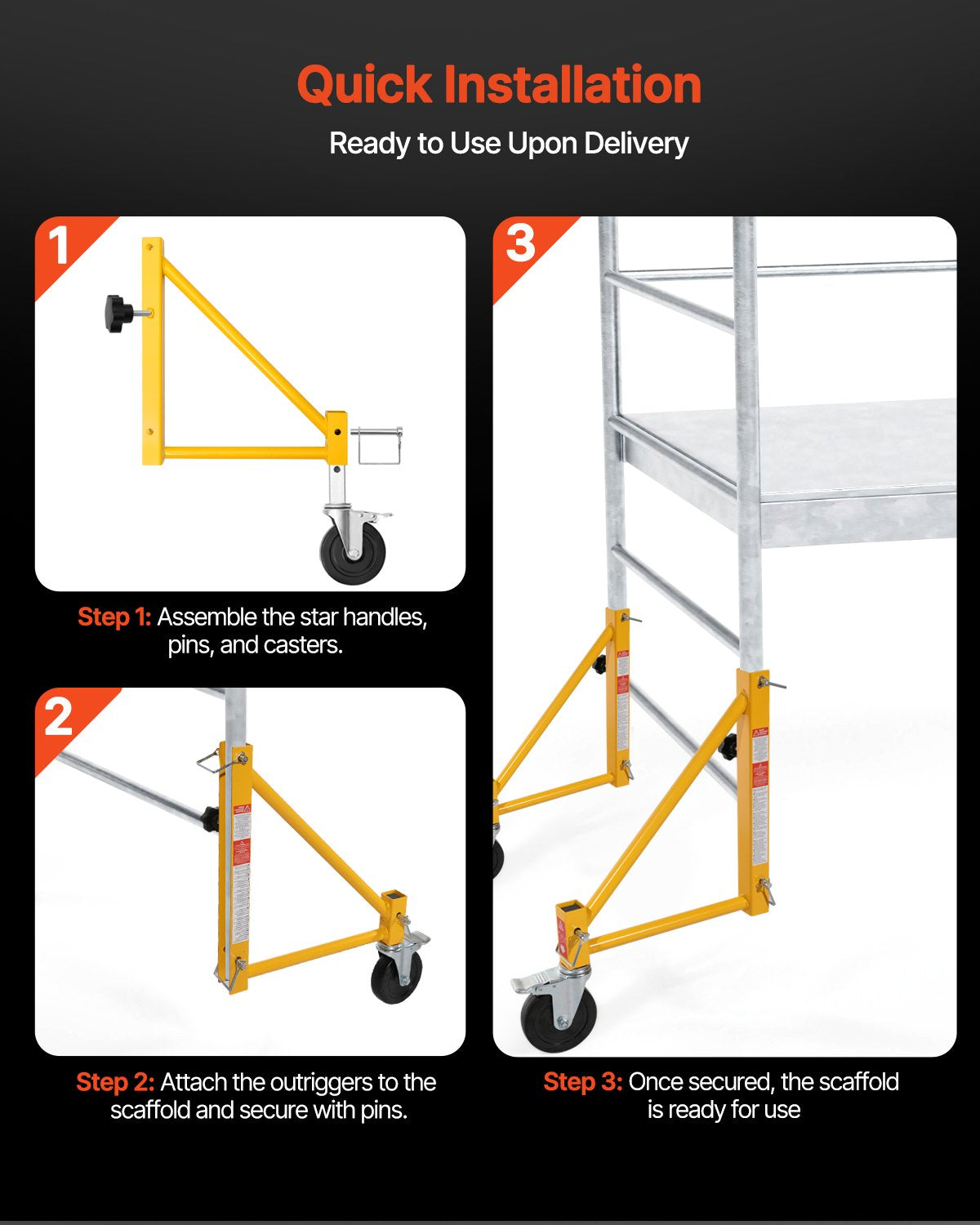 VEVOR Set of Scaffolding Outriggers with Casters for Baker Scaffolding 4 Pack