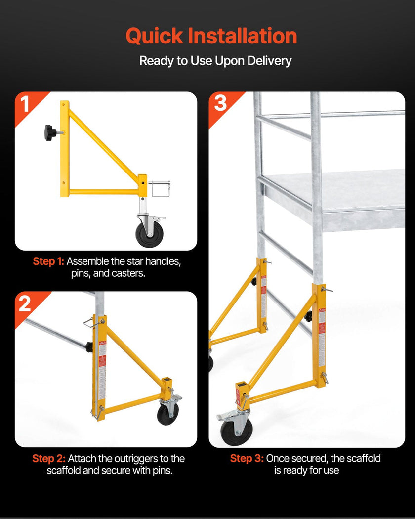 VEVOR Set of Scaffolding Outriggers with Casters for Baker Scaffolding 4 Pack