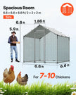 VEVOR Metal Chicken Coop 6.56x6.56x6.56ft Walk-in Chicken Run with Cover Spire Roof