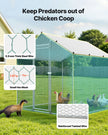 VEVOR Metal Chicken Coop 6.56x6.56x6.56ft Walk-in Chicken Run with Cover Spire Roof