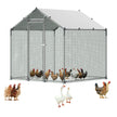 VEVOR Metal Chicken Coop 6.56x6.56x6.56ft Walk-in Chicken Run with Cover Spire Roof