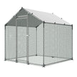 VEVOR Metal Chicken Coop 6.56x6.56x6.56ft Walk-in Chicken Run with Cover Spire Roof