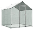 VEVOR Metal Chicken Coop 6.56x6.56x6.56ft Walk-in Chicken Run with Cover Spire Roof