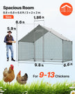 VEVOR Metal Chicken Coop 9.8x6.5x6.5ft Walk-in Chicken Run with Cover Spire Roof