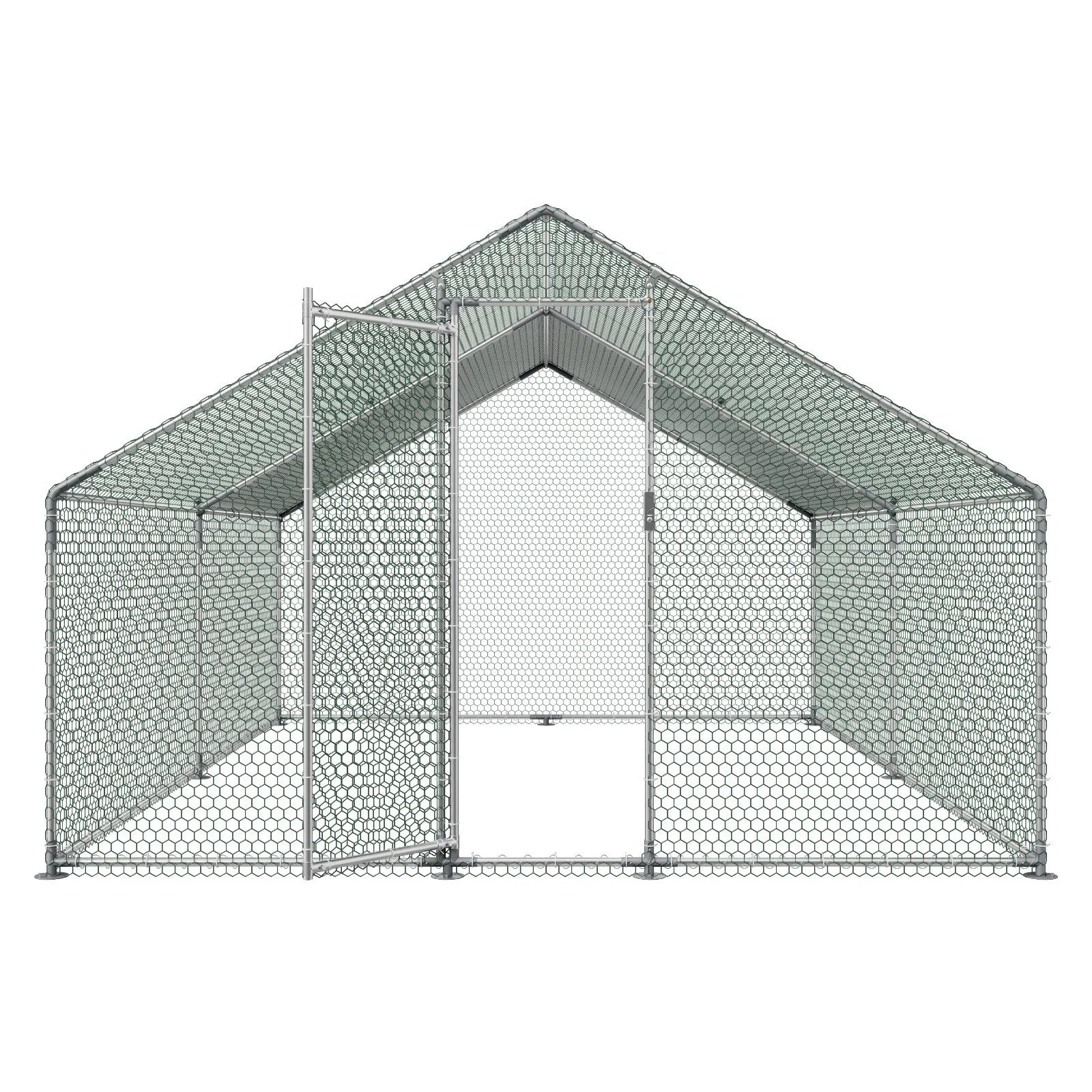 VEVOR Metal Chicken Coop 9.8x13.1x6.5 ft Walk-in Chicken Run with Cover Spire Roof