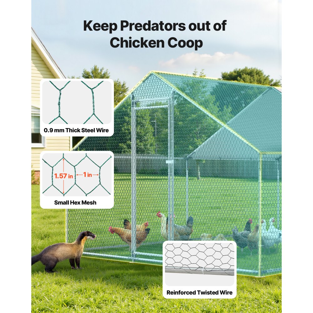 Large Walk-In Metal Chicken Coop with Waterproof Cover – 9.8 x 13.1 x 6.6 ft