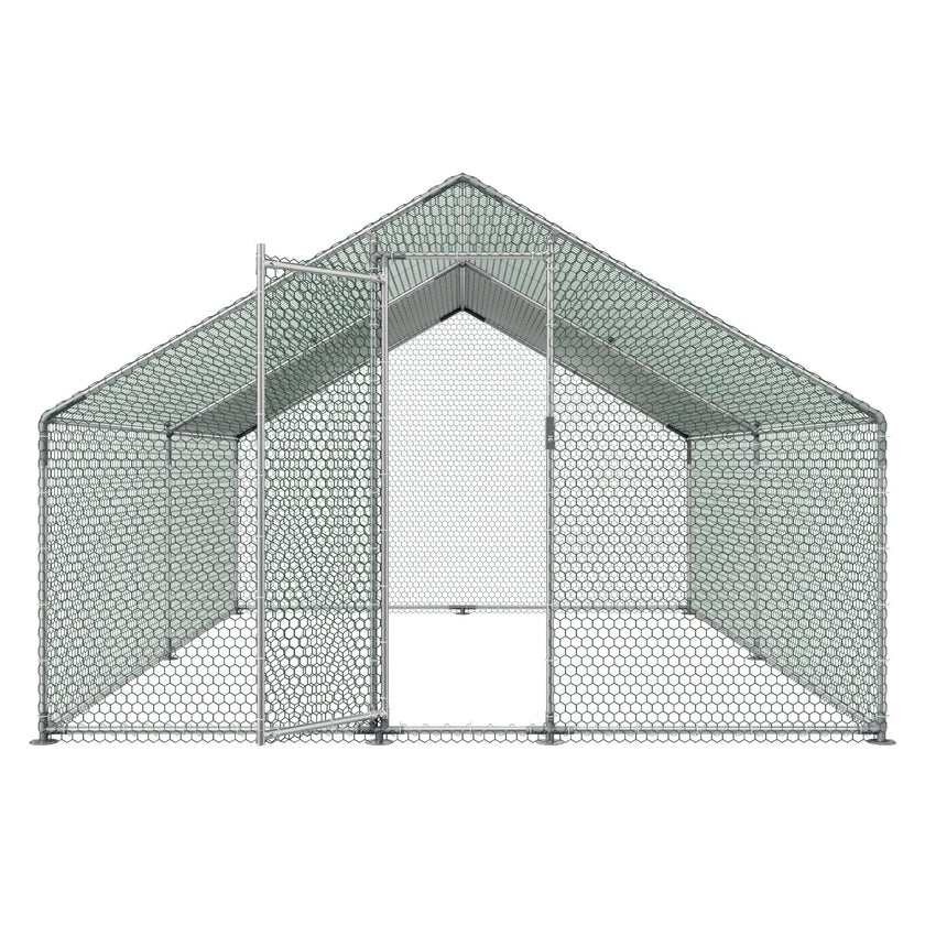 Large Walk-In Metal Chicken Coop with Waterproof Cover – 9.8 x 13.1 x 6.6 ft