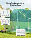 VEVOR Metal Chicken Coop 9.8x26.2x6.5 ft Walk-in Chicken Run with Cover Spire Roof