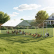 VEVOR Metal Chicken Coop 9.8x26.2x6.5 ft Walk-in Chicken Run with Cover Spire Roof