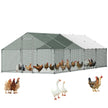 VEVOR Metal Chicken Coop 9.8x26.2x6.5 ft Walk-in Chicken Run with Cover Spire Roof