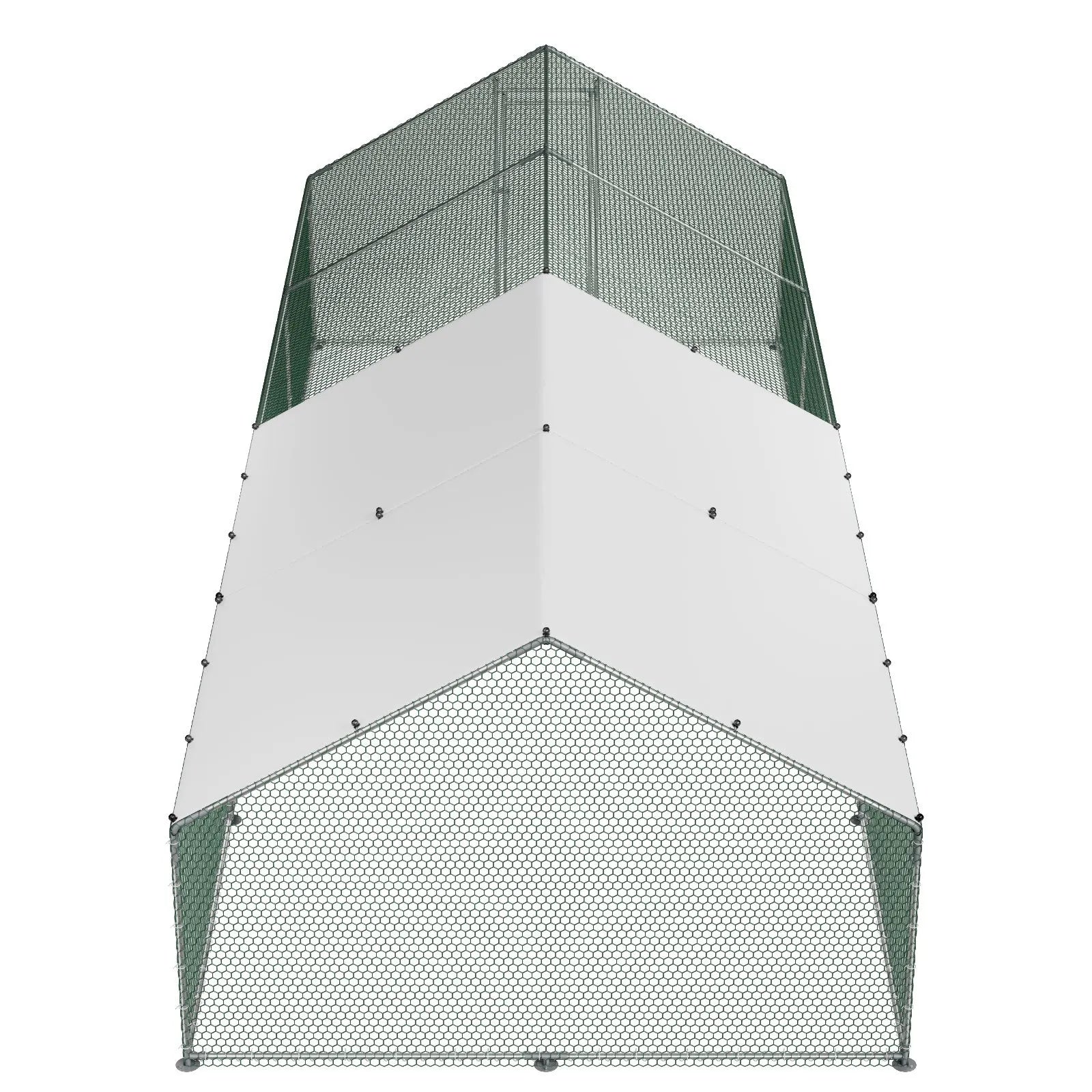 VEVOR Metal Chicken Coop 9.8x26.2x6.5 ft Walk-in Chicken Run with Cover Spire Roof