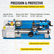 VEVOR Metal Lathe 7x14inch Precision Bench Top Mini Metal Lathe 550W Precision Metal Lathe Variable Speed 50-2500 RPM Nylon Gear with A Movable Lamp