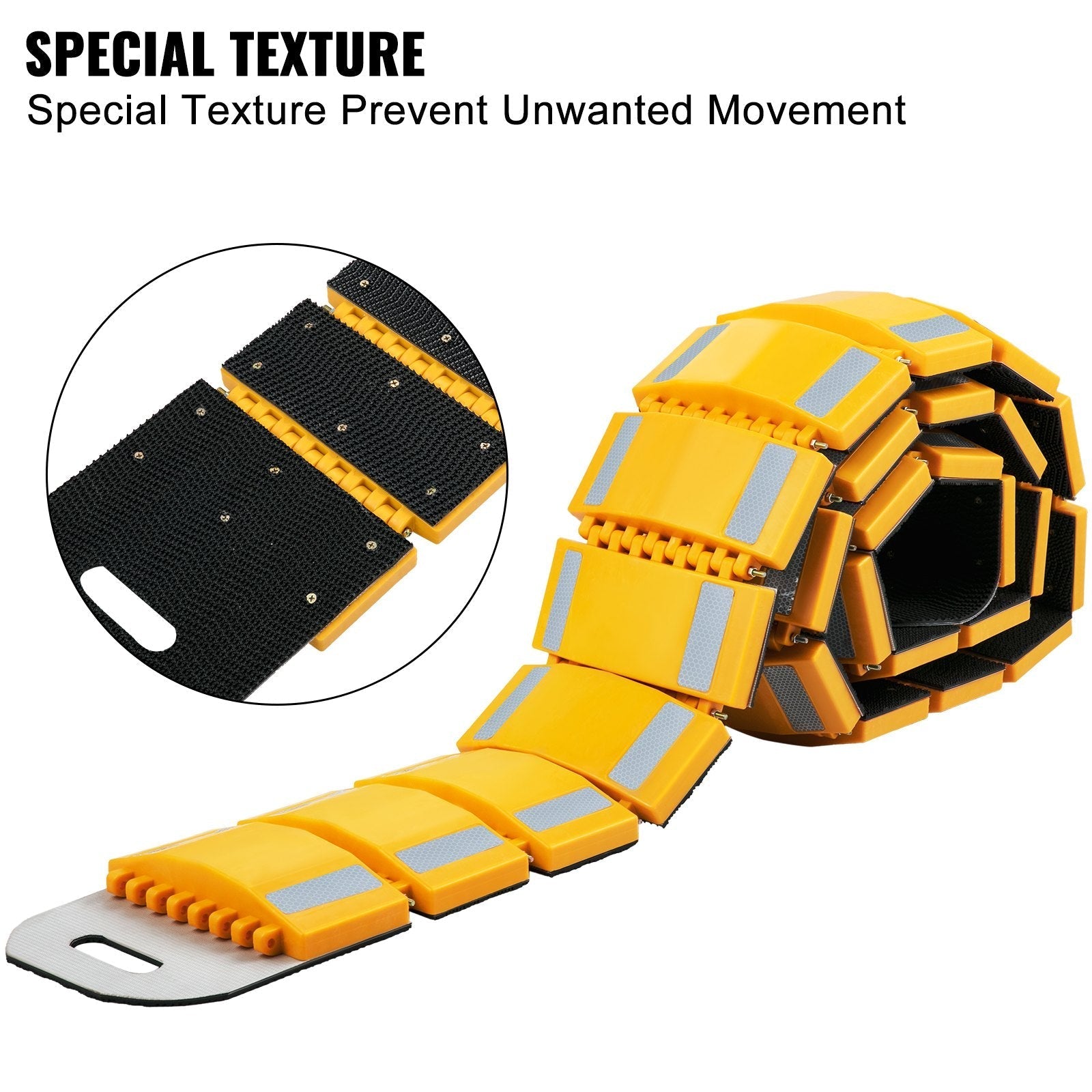 VEVOR Portable Speed Bump, 9.8 Ft Length, Speed Hump Rubber Reflective Speed Bumps for Asphalt?Concrete Gravel Driveway Roads Parking Lot and Used On Car, Truck, Bus, Trailer, Streets, Shopping Mall