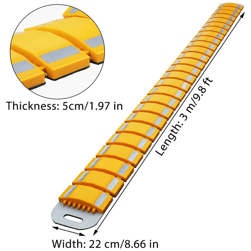 VEVOR Portable Speed Bump, 9.8 Ft Length, Speed Hump Rubber Reflective Speed Bumps for Asphalt?Concrete Gravel Driveway Roads Parking Lot and Used On Car, Truck, Bus, Trailer, Streets, Shopping Mall