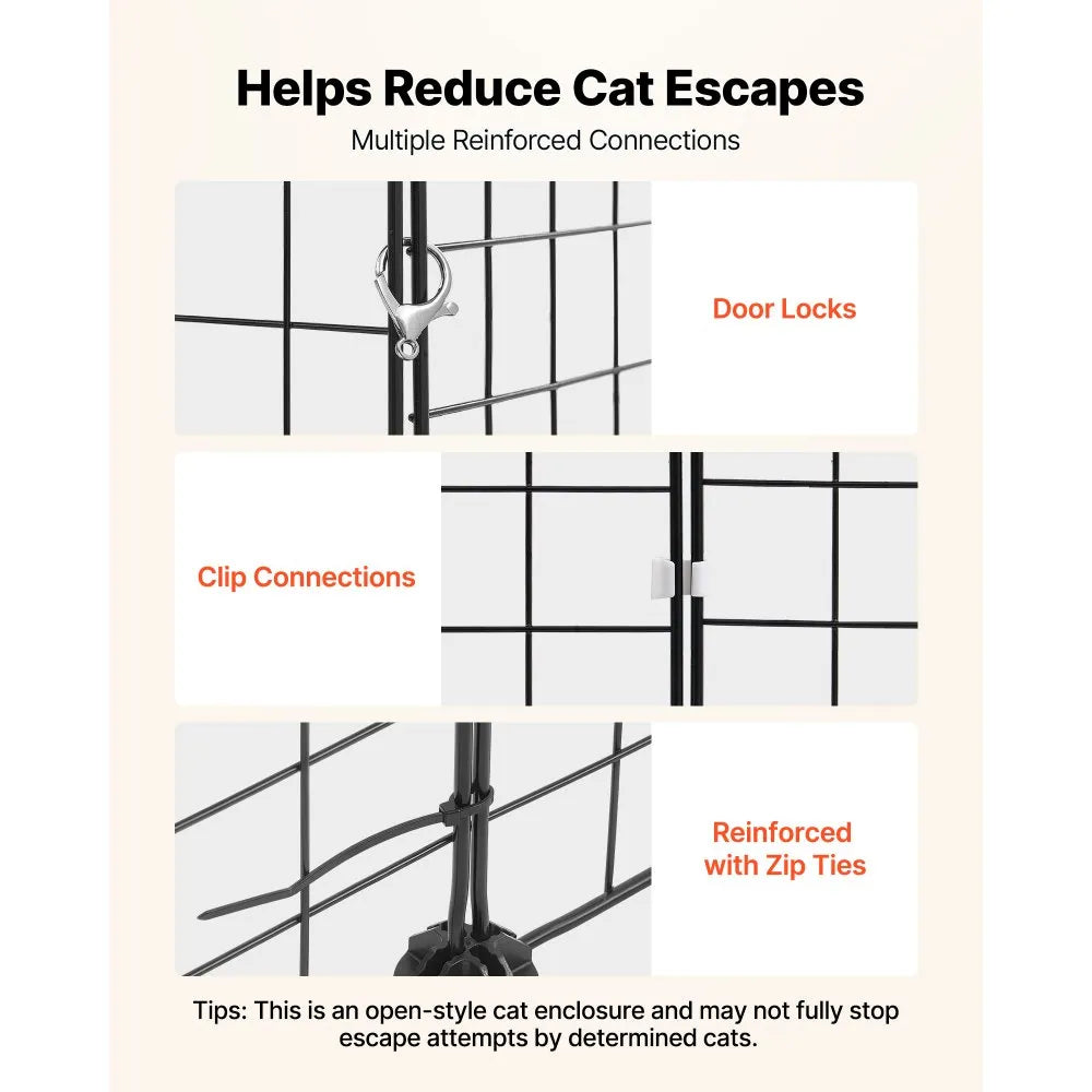 4-Tier DIY Cat Cage, Large Indoor Cat Playpen with Litter Box Space, Metal Wire Enclosure for 1–2 Cats, Black
