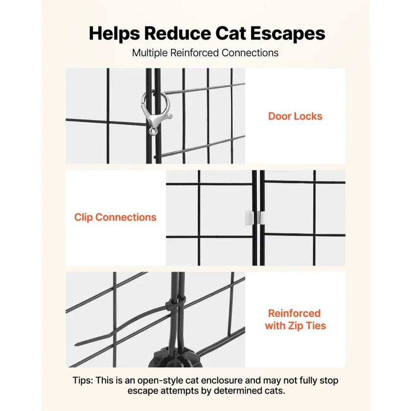 4-Tier DIY Cat Cage, Large Indoor Cat Playpen with Litter Box Space, Metal Wire Enclosure for 1–2 Cats, Black