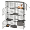 4-Tier DIY Cat Cage, Large Indoor Cat Playpen with Litter Box Space, Metal Wire Enclosure for 1–2 Cats, Black