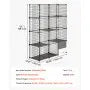 4-Tier DIY Cat Cage, Large Indoor Cat Playpen with Litter Box Space, Metal Wire Enclosure for 1–2 Cats, Black