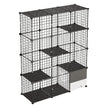 4-Tier DIY Cat Cage, Large Indoor Cat Playpen with Litter Box Space, Metal Wire Enclosure for 1–2 Cats, Black