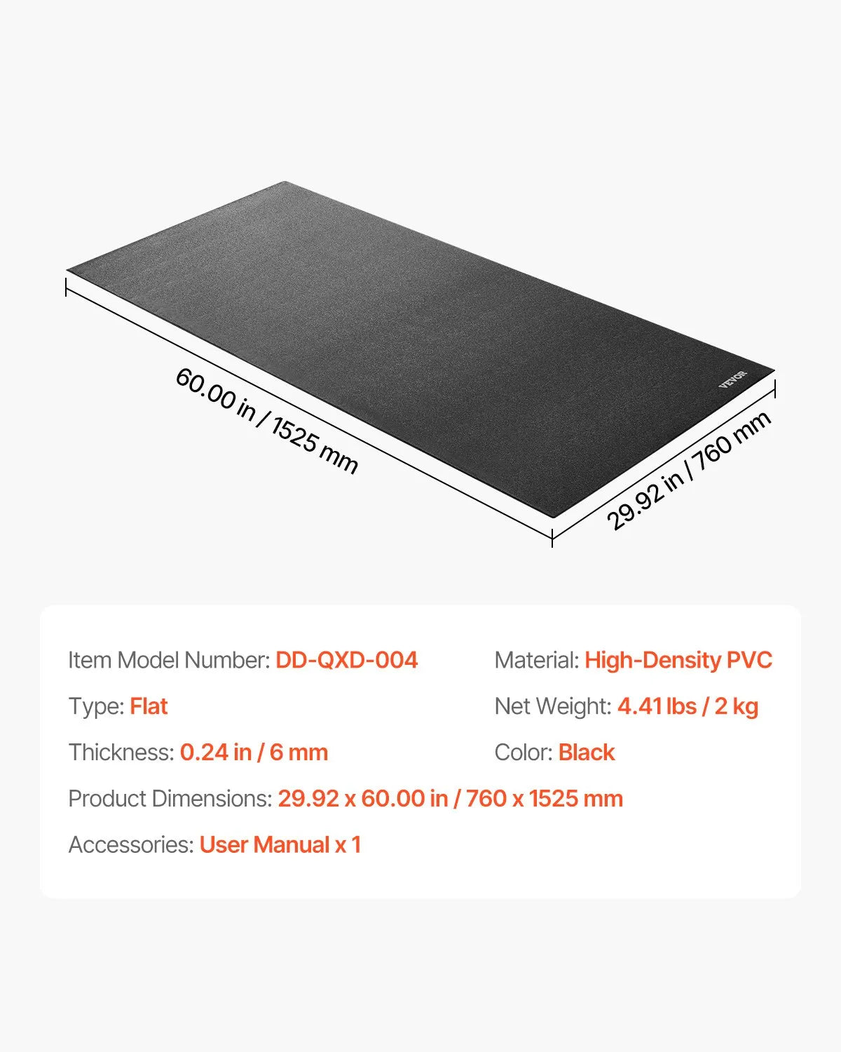 VEVOR Treadmill Mat for Carpet Floor 1/4
