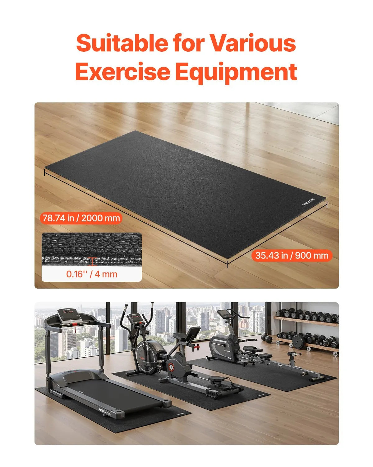 VEVOR Treadmill Mat for Carpet Floor 0.16