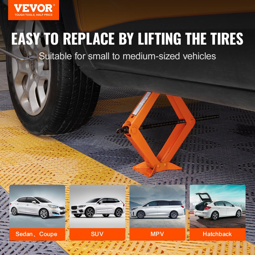 VEVOR Scissor Jack, 2.5 Ton/5512 lbs Scissor Car Jack, 3.7