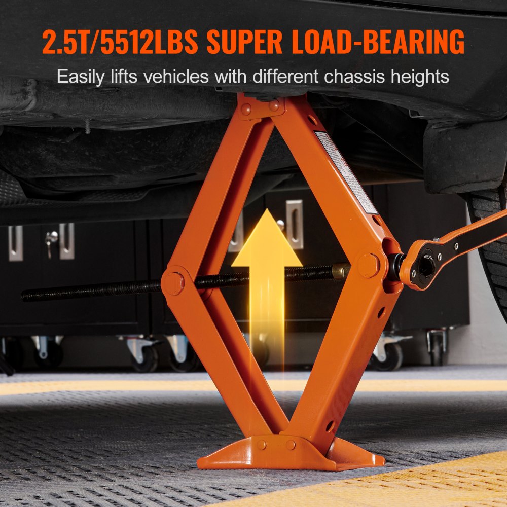 VEVOR Scissor Jack, 2.5 Ton/5512 lbs Scissor Car Jack, 3.7