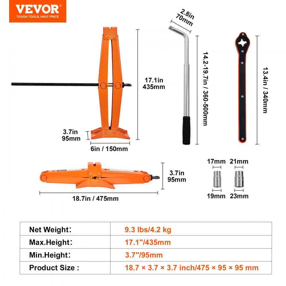 VEVOR Scissor Jack, 2.5 Ton/5512 lbs Scissor Car Jack, 3.7