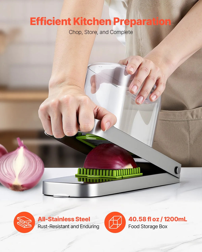 VEVOR Vegetable Chopper Food Veggie Cutter 3 Blades Onion Slicer with Container