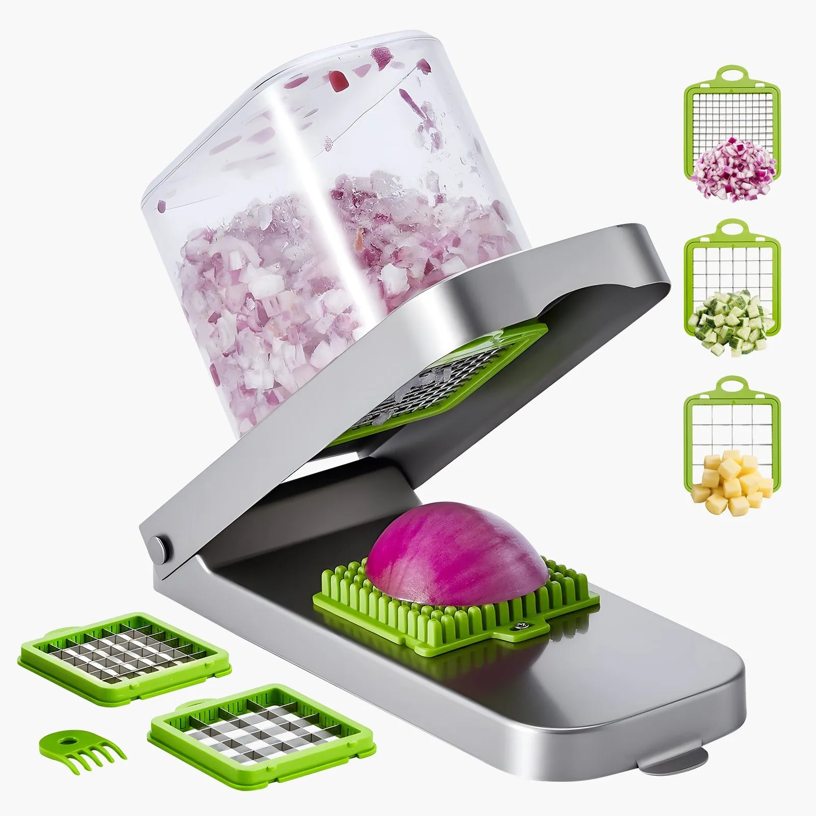 VEVOR Vegetable Chopper Food Veggie Cutter 3 Blades Onion Slicer with Container