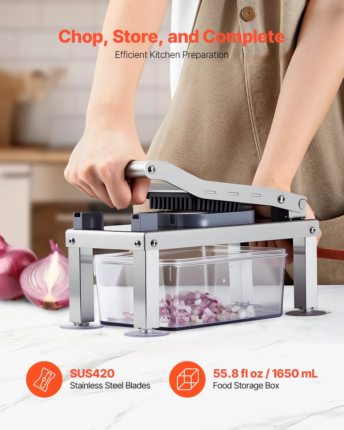 VEVOR Vegetable Chopper Mandoline Slicer All-in-1 Food Veggie Cutter 9 Blades