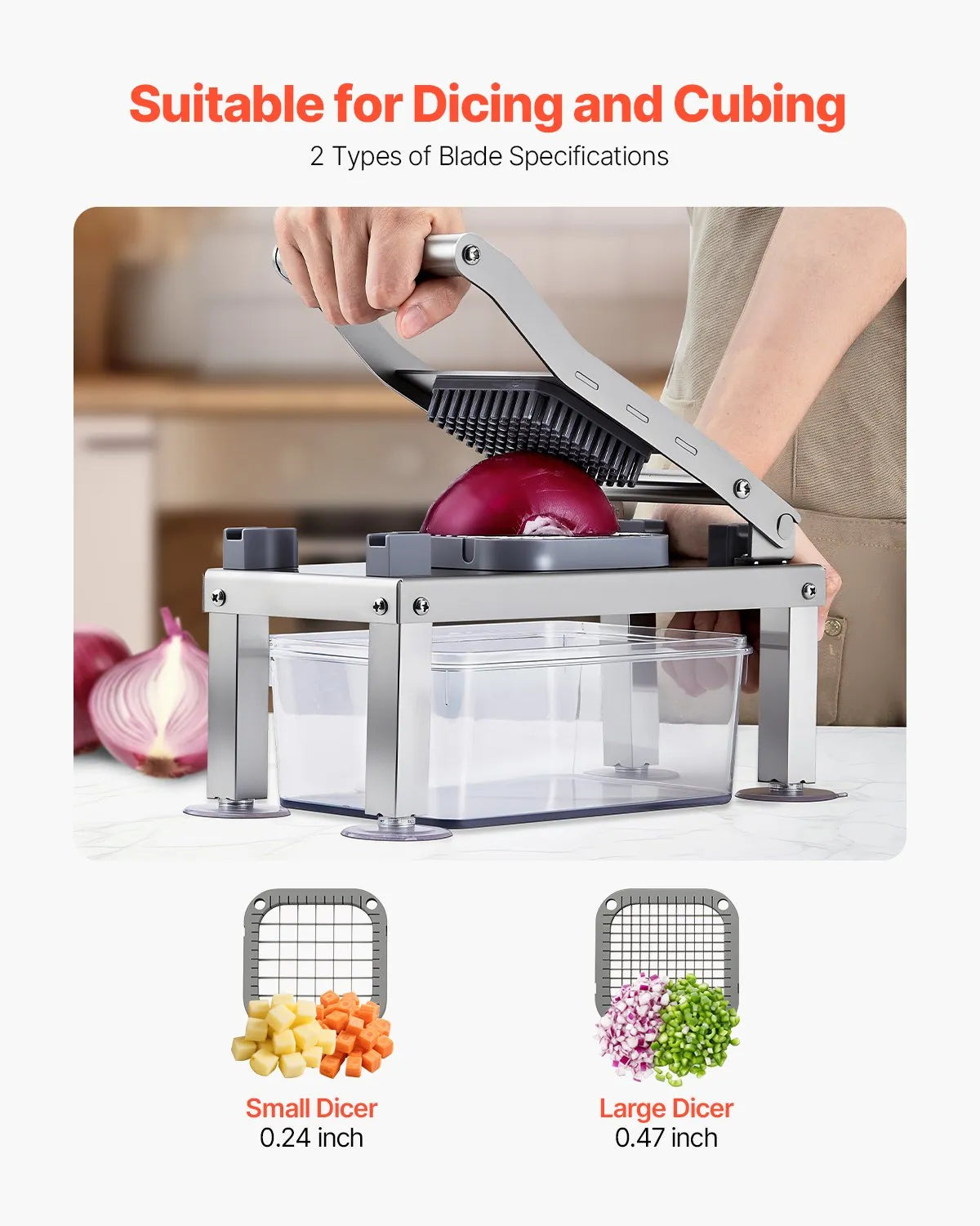VEVOR Vegetable Chopper Mandoline Slicer All-in-1 Food Veggie Cutter 9 Blades