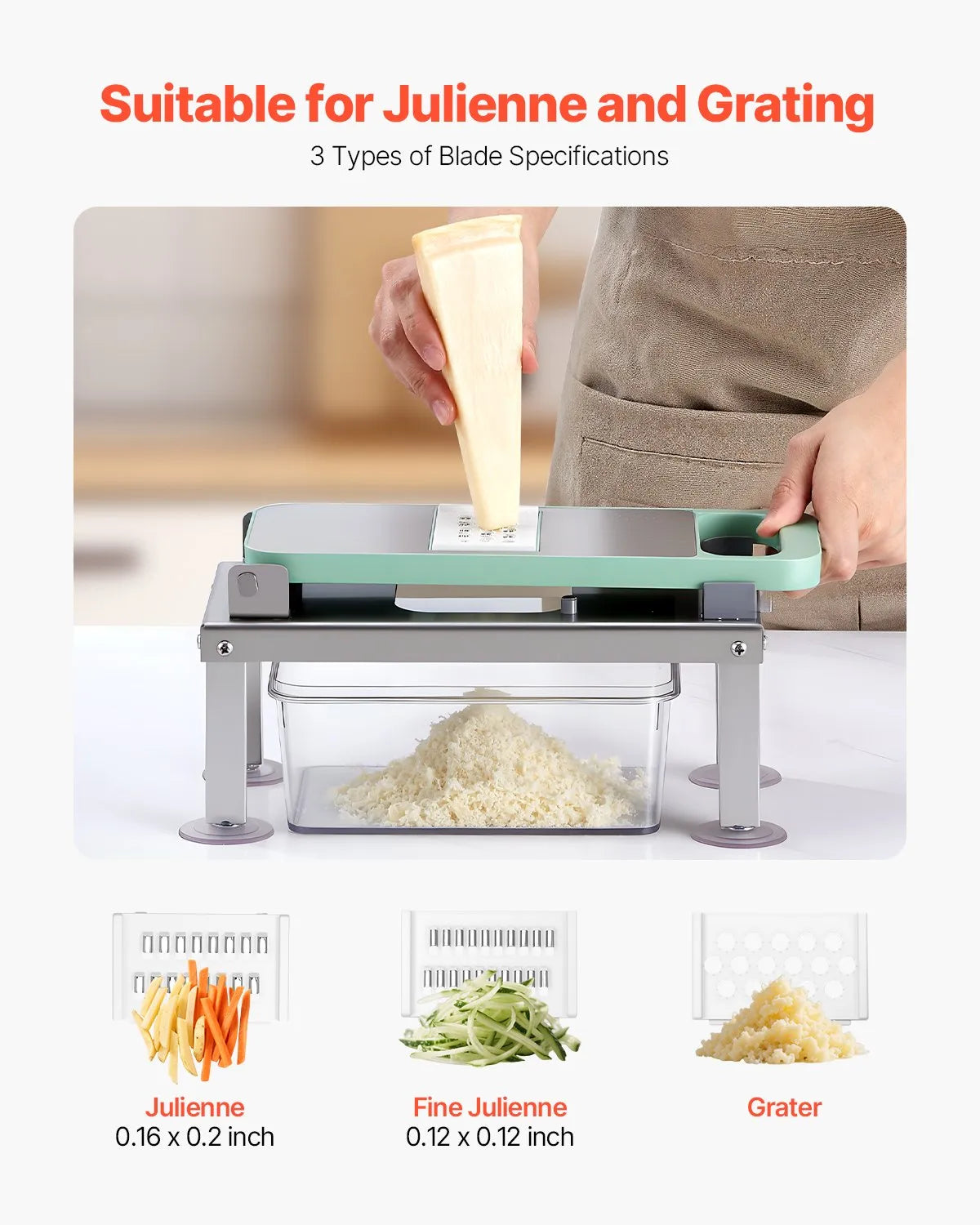 VEVOR Vegetable Chopper Mandoline Slicer All-in-1 Food Veggie Cutter 9 Blades