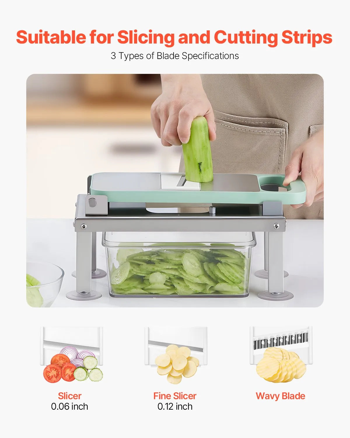 VEVOR Vegetable Chopper Mandoline Slicer All-in-1 Food Veggie Cutter 9 Blades