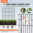 VEVOR Garden Fence, No Dig Fence 17''(H)x13''(L) Animal Barrier Fence, Underground Decorative Garden Fencing with 1.5 inch Spike Spacing, Metal Dog Fence for the Yard and Outdoor Patio, 19 Pack